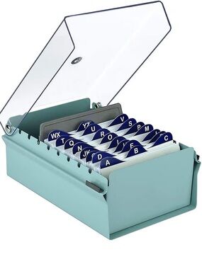 ACRIMET 3x5 Index Card File Holder Organizer Box, Metal Storage Desk Office
